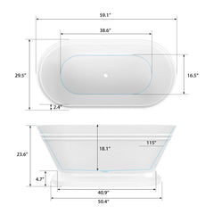 Vanity Art 68" Acrylic Freestanding Soaking Bathtub – Sleek Design & Spa-Like Comfort - VA6610-L