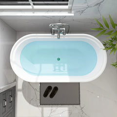Vanity Art 59-Inch Freestanding Acrylic Soaking Tub with Slotted Overflow and Pop-Up Drain - B6101