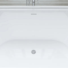 Vanity Art 59-Inch Freestanding Acrylic Soaking Tub with Slotted Overflow and Pop-Up Drain - B6101