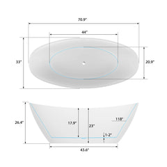 Vanity Art 71" Acrylic Freestanding Soaking Bathtub – Elegant Design & Ultimate Comfort - VA6807