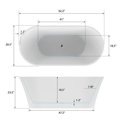 Art 62.2" Acrylic Freestanding Soaking Bathtub – Modern Elegance & Spa Comfort - VA6809