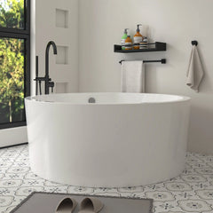 Vanity Art 59" Acrylic Flatbottom Freestanding Soaking Bathtub in White - VA6810