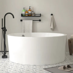 Vanity Art 59" Acrylic Flatbottom Freestanding Soaking Bathtub in White - VA6810