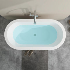 Vanity Art 59" Acrylic Flatbottom Freestanding Soaking Bathtub in White - VA6812-S