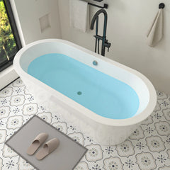 Vanity Art 59" Acrylic Flatbottom Freestanding Soaking Bathtub in White - VA6812-S