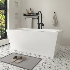Vanity Art 59 Inch Freestanding white acrylic bathtub - VA6814