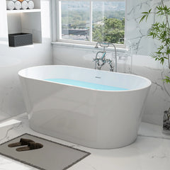 Vanity Art 59" Freestanding Bathtub – Overflow W/Chrome Finish and Adjustable Leveling Legs - VA6815-S
