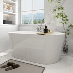 Vanity Art 59" Freestanding Bathtub – Overflow W/Chrome Finish and Adjustable Leveling Legs - VA6815-S