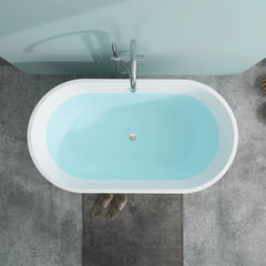 Vanity Art 59 Inch Non-Slip Acrylic Freestanding Soaking Tub | Contemporary Design with Overflow and Pop-up Drain, UPC Certified - B815N1