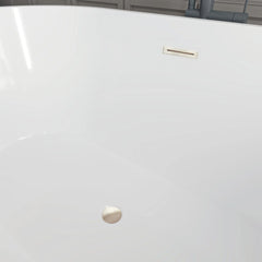 Vanity Art 59 Inch Non-Slip Acrylic Freestanding Soaking Tub | Contemporary Design with Overflow and Pop-up Drain, UPC Certified - B815N1