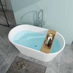 Vanity Art 59 Inch Non-Slip Acrylic Freestanding Soaking Tub | Contemporary Design with Overflow and Pop-up Drain, UPC Certified - B815N1