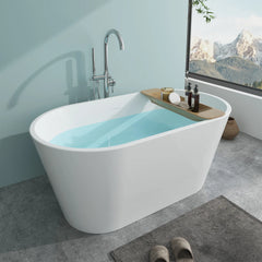 Vanity Art 59 Inch Non-Slip Acrylic Freestanding Soaking Tub | Contemporary Design with Overflow and Pop-up Drain, UPC Certified - B815N1