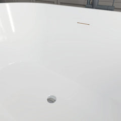 Vanity Art 54" x 30" Acrylic Flatbottom Freestanding Non Slip Soaking Bathtub Domme - VA6815-NXSW