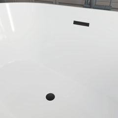 Vanity Art 54" x 30" Acrylic Flatbottom Freestanding Non Slip Soaking Bathtub Domme - VA6815-NXSW