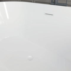 Vanity Art 54" x 30" Acrylic Flatbottom Freestanding Non Slip Soaking Bathtub Domme - VA6815-NXSW