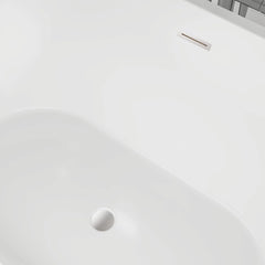 Vanity Art 59 Inch Non-Slip Acrylic Freestanding Soaking Tub | Contemporary Design with Overflow and Pop-up Drain, UPC Certified - VA6815