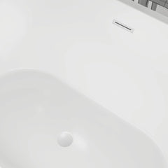 Vanity Art 59 Inch Non-Slip Acrylic Freestanding Soaking Tub | Contemporary Design with Overflow and Pop-up Drain, UPC Certified - VA6815