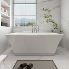 Vanity Art 67" Acrylic Flatbottom Freestanding Soaking Bathtub in White - VA6817-L