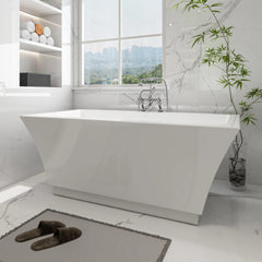 Vanity Art 67" Acrylic Flatbottom Freestanding Soaking Bathtub in White - VA6817-L