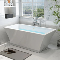 Vanity Art 67" Acrylic Flatbottom Freestanding Soaking Bathtub in White - VA6817-L