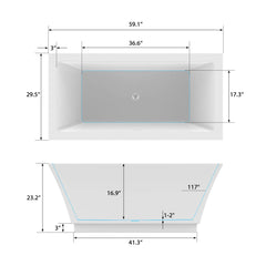 Vanity Art 67" Acrylic Flatbottom Freestanding Soaking Bathtub in White - VA6817-L