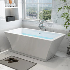 Vanity Art 59" Freestanding Bathtub – Overflow W/Chrome Finish and Adjustable Leveling Leg - VA6817