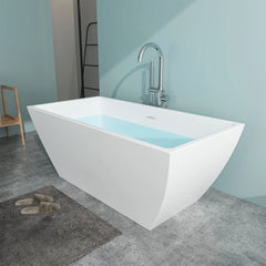Vanity Art 67" Acrylic Flatbottom Freestanding Soaking Bathtub in White - VA6821-L