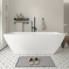Vanity Art 67" Acrylic Flatbottom Freestanding Soaking Bathtub in White - VA6821-L