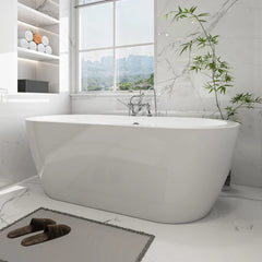 Vanity Art 68 Acrylic Flatbottom Freestanding Soaking Bathtub in White - VA6836
