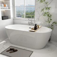 Vanity Art 68 Acrylic Flatbottom Freestanding Soaking Bathtub in White - VA6836