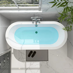 Vanity Art 68 Acrylic Flatbottom Freestanding Soaking Bathtub in White - VA6836