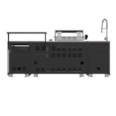 Forno Rimini Outdoor Kitchen 30" BBQ 62,600 BTU, 3 Burners with Sear & Rotisserie, 2.4 cu.ft. Beverage Center, Stainless Steel Sink, Black Cabinets & Gray Sintered Stone Countertop - FODKT2544BLK