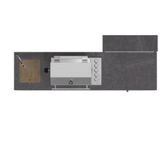 Forno Rimini Outdoor Kitchen 30" BBQ 62,600 BTU, 3 Burners with Sear & Rotisserie, 2.4 cu.ft. Beverage Center, Stainless Steel Sink, Black Cabinets & Gray Sintered Stone Countertop - FODKT2544BLK