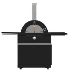 Forno All'Aperto 87,600 BTU BBQ with 4 Stainless-Steel Burners with Infrared Burners & Side Burner, Sink Module with Black Sintered Stone Countertops, Gaz Pizza Oven, Bar & Beverage Center - FODKT2551BLK