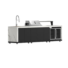 Forno Rimini Outdoor Kitchen: 30" BBQ 62,600 BTU, 4.8 cu.ft. Refrigerators, White Countertops - FODKT2575WHT