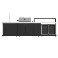 Forno Rimini Outdoor Kitchen: 30" BBQ 62,600 BTU, 4.8 cu.ft. Refrigerators, White Countertops - FODKT2575WHT
