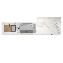 Forno Rimini Outdoor Kitchen: 30" BBQ 62,600 BTU, 4.8 cu.ft. Refrigerators, White Countertops - FODKT2575WHT