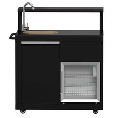 Forno All'Aperto 62,600 BTU BBQ with 3 Stainless-Steel Burners & Infrared Burners & Sink Module with Black Sintered Stone Countertops, Bar & Beverage Center - FODKT2582BLK