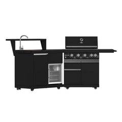 Forno All'Aperto 62,600 BTU BBQ with 3 Stainless-Steel Burners & Infrared Burners & Sink Module with Black Sintered Stone Countertops, Bar & Beverage Center - FODKT2582BLK