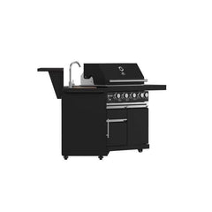 Forno All'Aperto 62,600 BTU BBQ with 3 Stainless-Steel Burners & Infrared Burners & Sink Module with Black Sintered Stone Countertops, Bar & Beverage Center - FODKT2582BLK