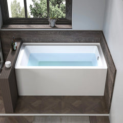 Vanity Art 54 in. x 32 in. Acrylic Alcove Skirt Soaking Bathtub with Right Overflow and Drain - B301M-RIGHT
