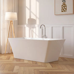 Vanity Art 67"  Acrylic Flatbottom Freestanding Soaking Bathtub in White/Polished Chrome - VA6820