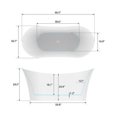 Vanity Art 67" Acrylic Freestanding Soaking Bathtub – Luxurious Comfort & Modern Design - VA6805
