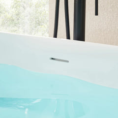 Vanity Art 67" x 32" Freestanding Oval Soaking Stone Resin Bathtub with Overflow and Pop Up Drain - VA6920