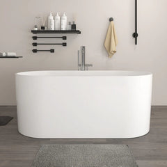 Vanity Art 67" x 32" Freestanding Oval Soaking Stone Resin Bathtub with Overflow and Pop Up Drain - VA6920