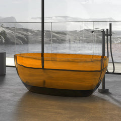 Vanity Art Freestanding Oval Soaking Stone Resin Bathtub with Pop Up Drain - VA6921-PR