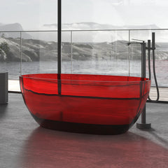 Vanity Art Freestanding Oval Soaking Stone Resin Bathtub with Pop Up Drain - VA6921-PR
