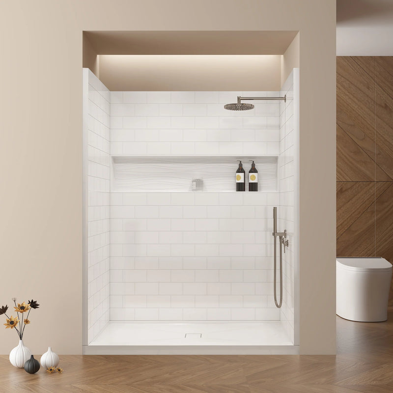 Vanity Art 60 x 32 inches 4-Piece Direct-to-Stud Alcove Shower Wall Kits - BSB01+BSW02