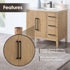 Altair Laurel Bathroom Cabinet Vanity Base in Weathered Fir without Top and Sink, No Mirror