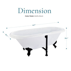 Altair Kerta 67" x 29" Acrylic Clawfoot Soaking Bathtub with Drain and Overflow - 52167-BAT